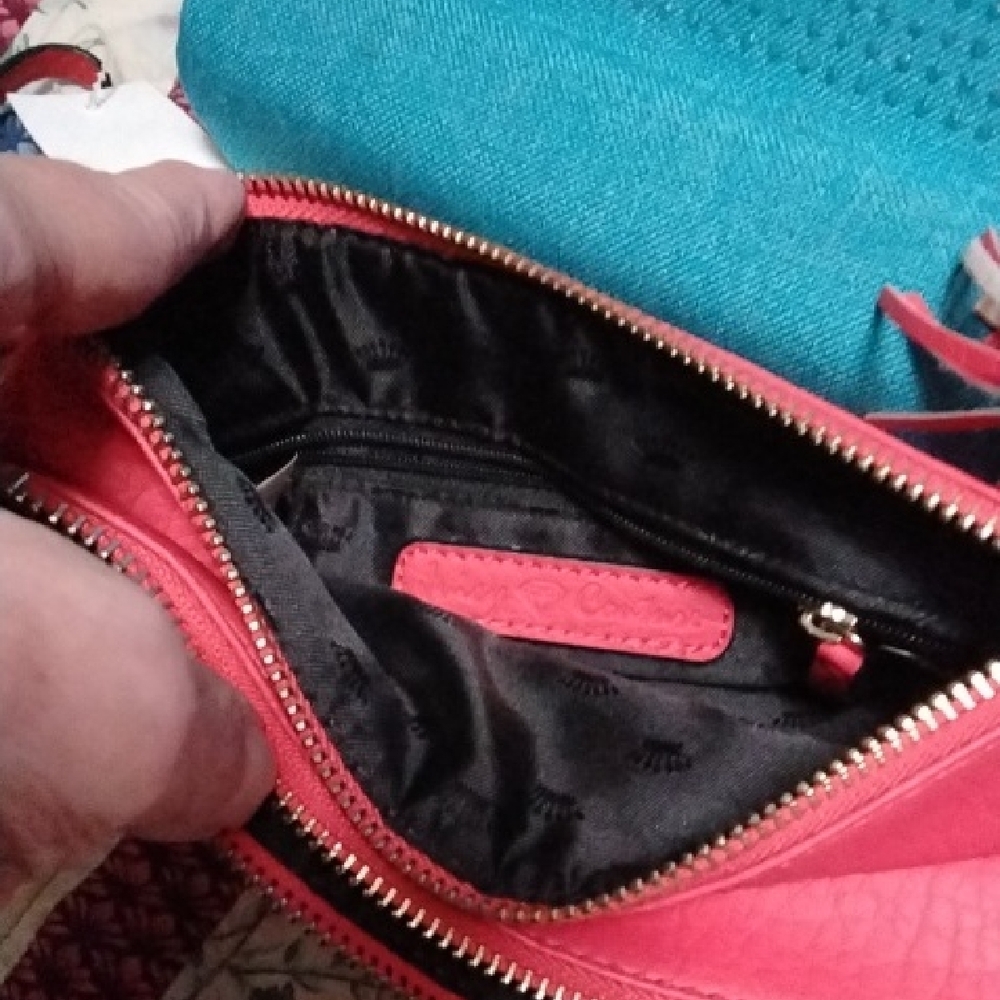 Juicy Couture Coral Double Zip Wristlet with Gold Details - Picture 2 of 6